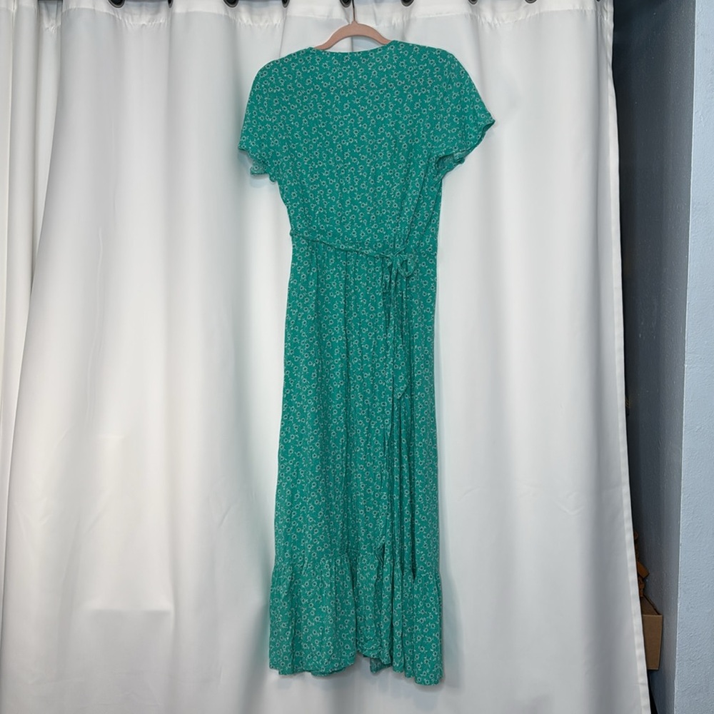 Zesica | Rayon Floral Wrap Maxi Dress in Green Size L Large - Picture 6 of 12